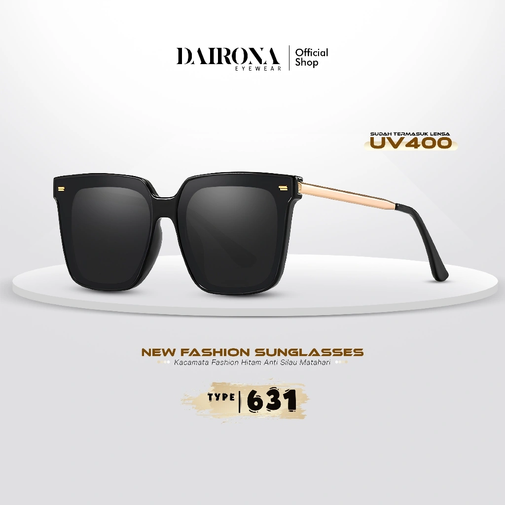 Dairona Eyewear Kacamata Hitam Gaya Korea UV400 Polarized Kacamata Hitam Sunglasses Terbaru Pria Wanita Terbaru 631