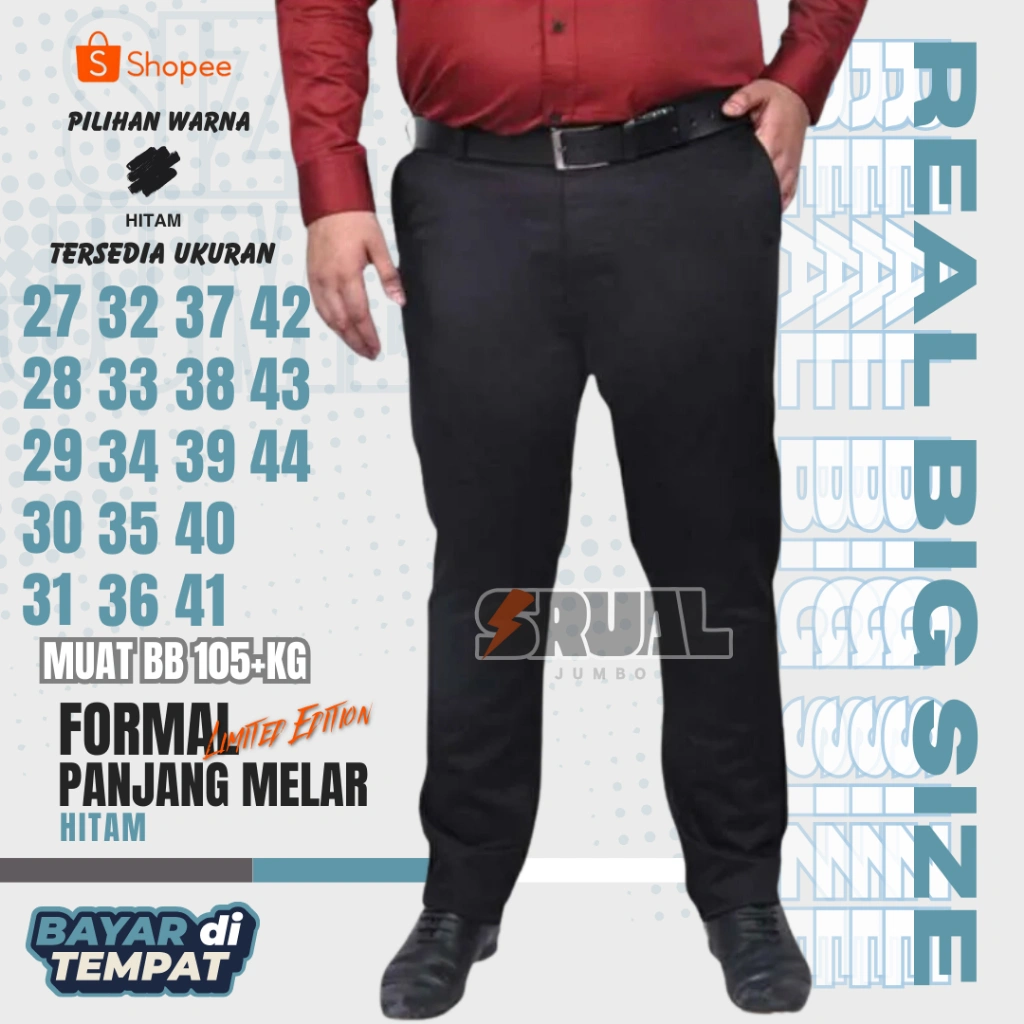 Celana formal Celana bahan SemiWoll Big Size Jumbo 27-44 Kantor Slimfit Pria Jumbo