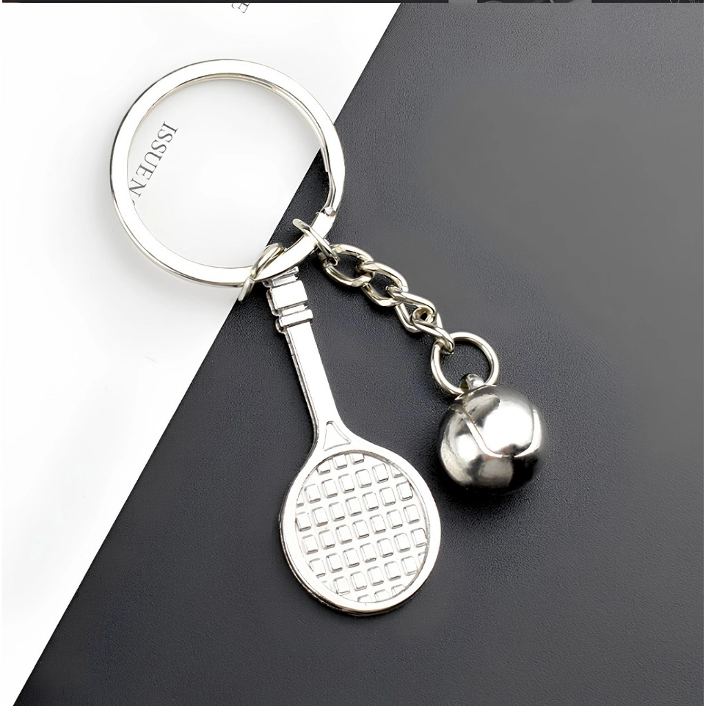 Gantungan Kunci Tas Tenis Bola dan Raket Aksesoris Unik untuk Penggemar Tenis Merah