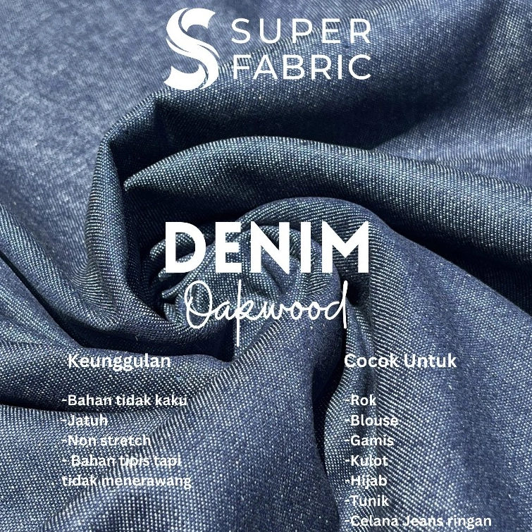 Kain Denim Oakwood Jeans Denim Tipis 0.5 meter