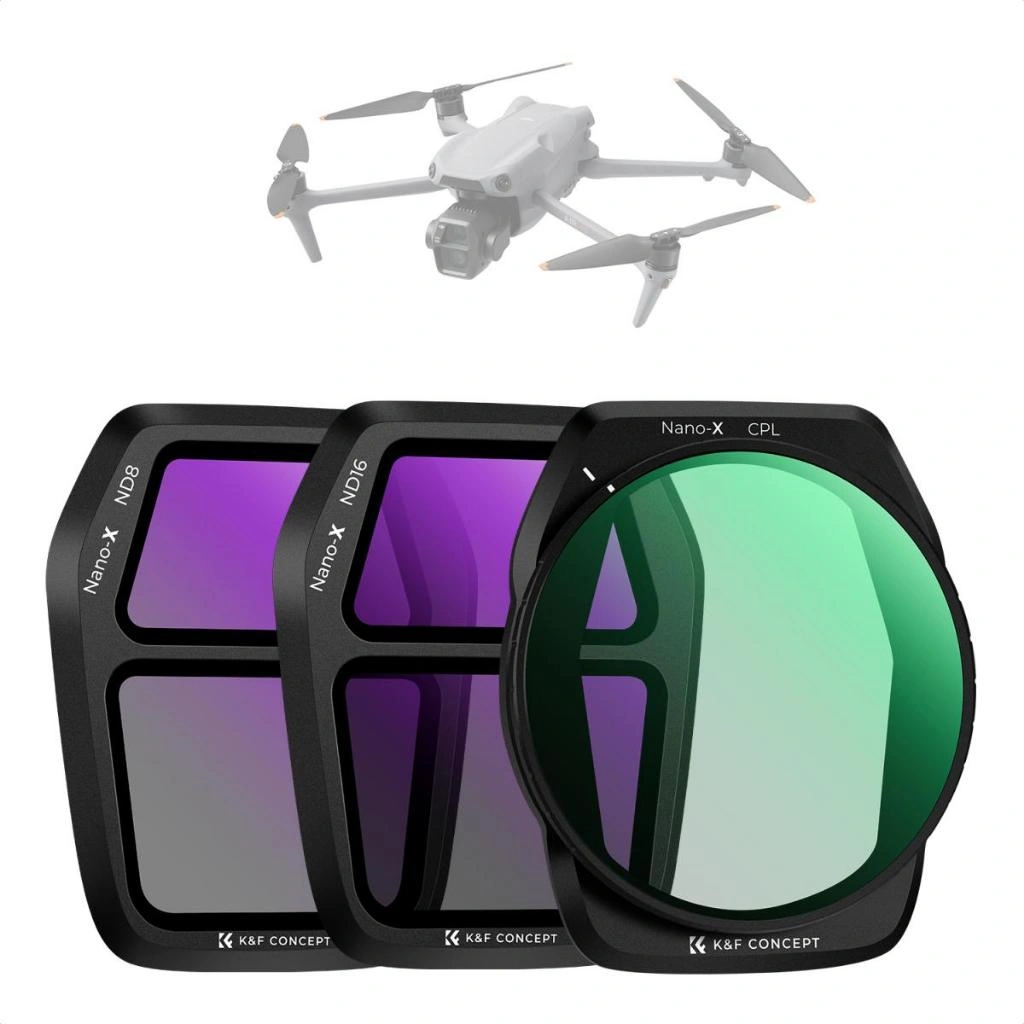 K&F Concept 3Pack ND PL Filter Set for DJI Air 3S, CPL + ND8 + ND16 Neutral Density Polarizer -Drone