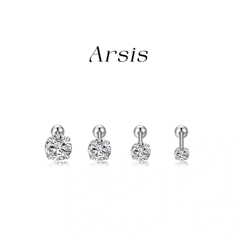 ARSIS Anting sekrup zirkon perak murni 999 Gaya minimalis Anting tulang telinga Menutrisi telinga