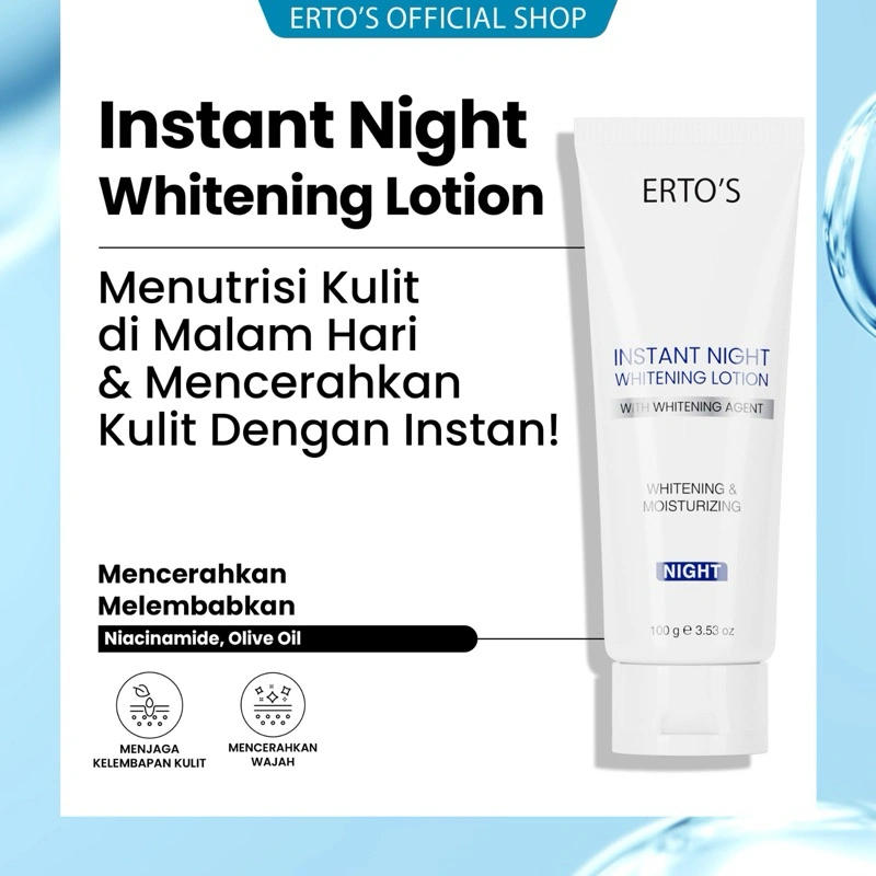 Erto's Instant Night Whitening Lotion / Body Lotion / NOURISHING / Brightening / Moisturizing / Body Care / Whitening