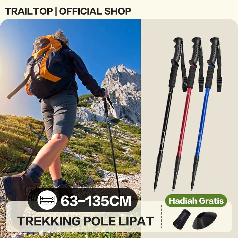 [READY] TrailTop Tracking Pole Lipat Tongkat Gunung Trekking Hiking Adjustable Length 65-135cm