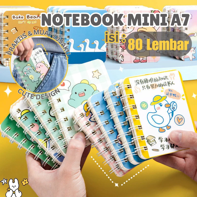 Notebook Mini A7 Buku Catatan Kecil 80 Lembar Scrapbook Korea Cute Notes Memo Alat Tulis Sekolah