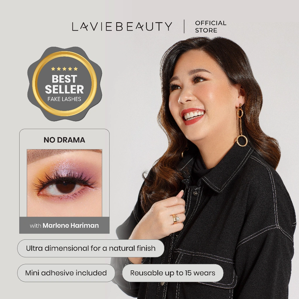 Lavie Beauty X Marlene Hariman No Drama Bulu Mata Palsu Monolid Glam Look With Natural Hair Lashes