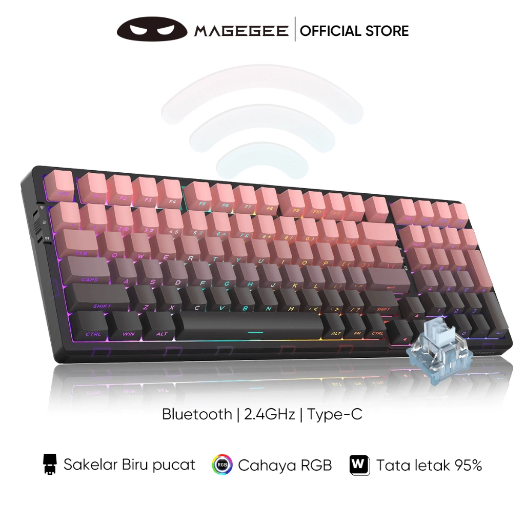 Magegee Mechanical Keyboard Wireless Bluetooth 2.4G 3 Models Gaming RGB Lights 95% Layout Light100