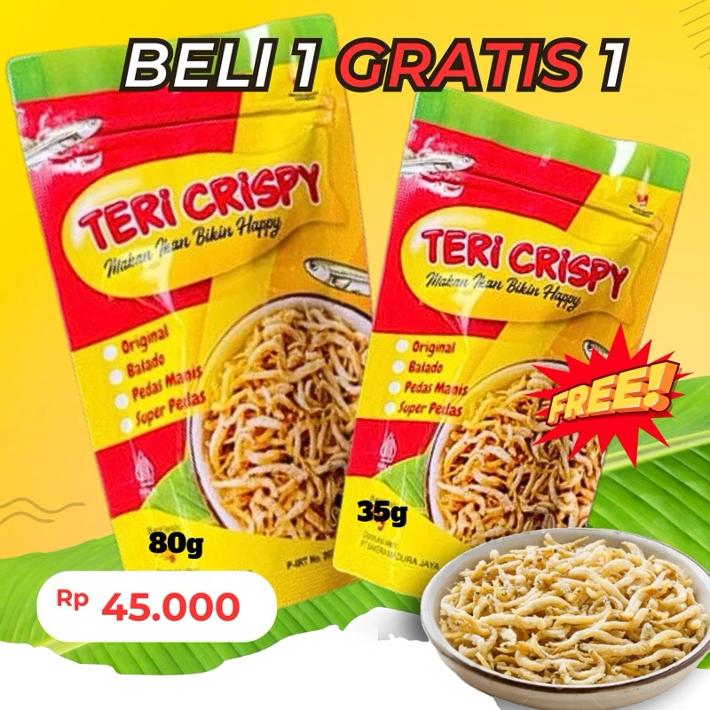 (Sakera)[BELI 1 GRATIS 1] TERI CRISPY NON MSG | NON PENGAWET | MPASI ANAK 80g+BONUS 35g