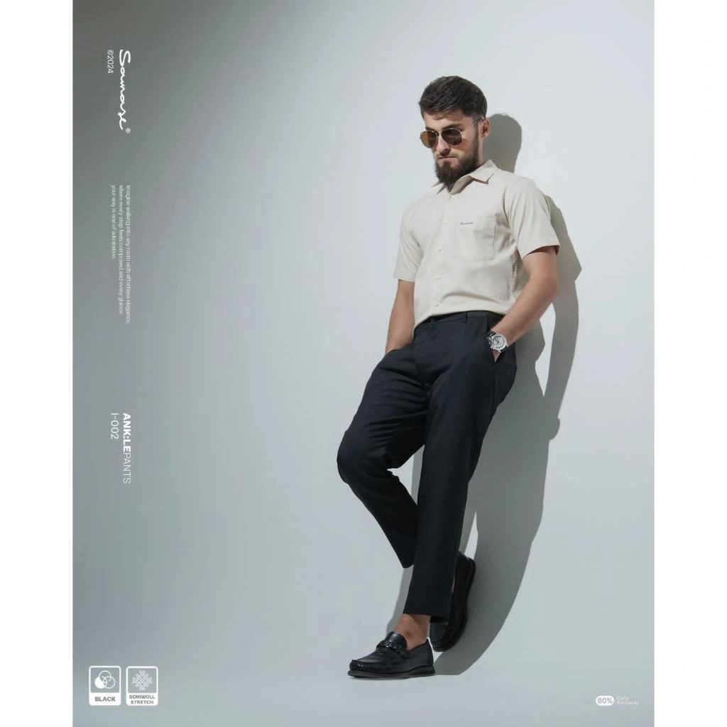 Samase Sirwal Office Ankle Pants I002 Semi Wool Stretch