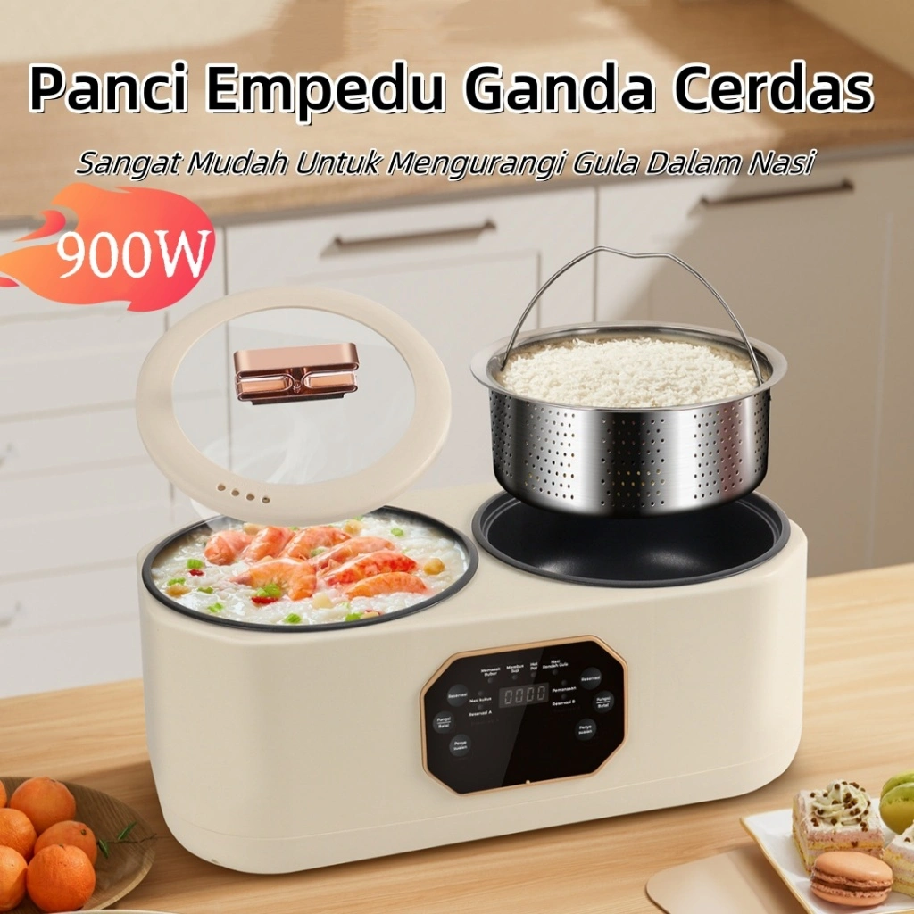 Panci Listrik 3.6L Double Pot Serbaguna Rice Cooker Multifungsi Ganda Cerdas / Low Carbo / Anti Lengket