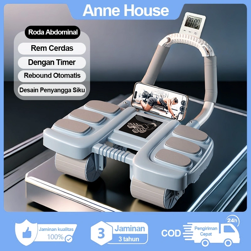 Anne House Ab Wheel Roller Wheels Plank Trainer 4 Roda/ 3in1 Abdominal Core Roller Automatic Rebound Gym Fitness Push Up