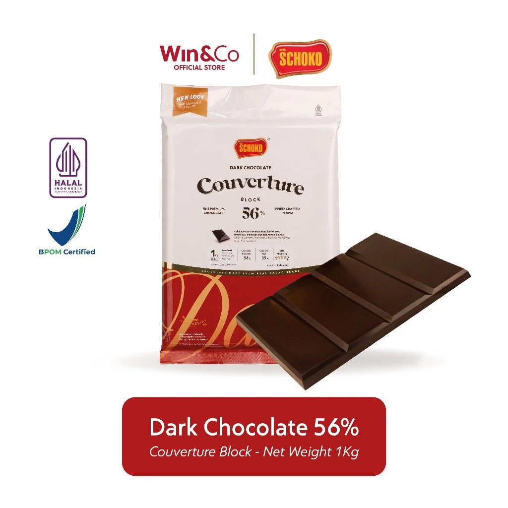 SCHOKO Dark 56% Couverture Block / Cokelat Kovertur Batangan - 1kg