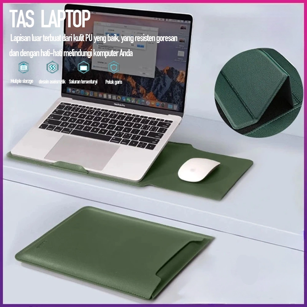 3 In1 Laptop Sleeve / Premium Kulit Leather MacBook Laptop Case 13 Inch Laptop Pouch