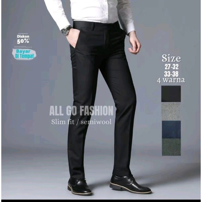 Celana Bahan Kantor Formal Slimfit Pria size 27-38
