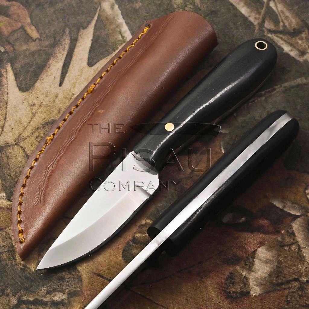 Ready Stock - Pisau EDC Bushcraft Stainless Steel dengan Micarta Handle dan Sarung Kulit – Bushcraft | Camping  Kuat, Tajam & Klasik