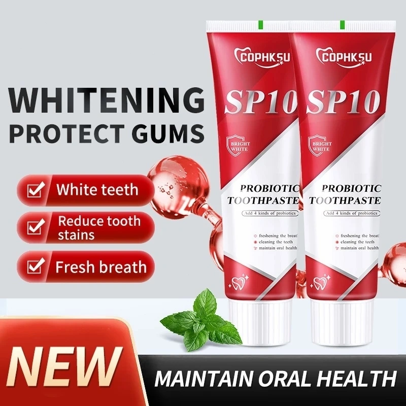 SP10 Pasta Gigi Pemutih Probiotik Lanjutan - Izin BPOM - Memutihkan gigi - Menghilangkan karang gigi - Mencegah sensitivitas gusi - Menyegarkan mulut - Cocok untuk pria, wanita, dan anak-anak