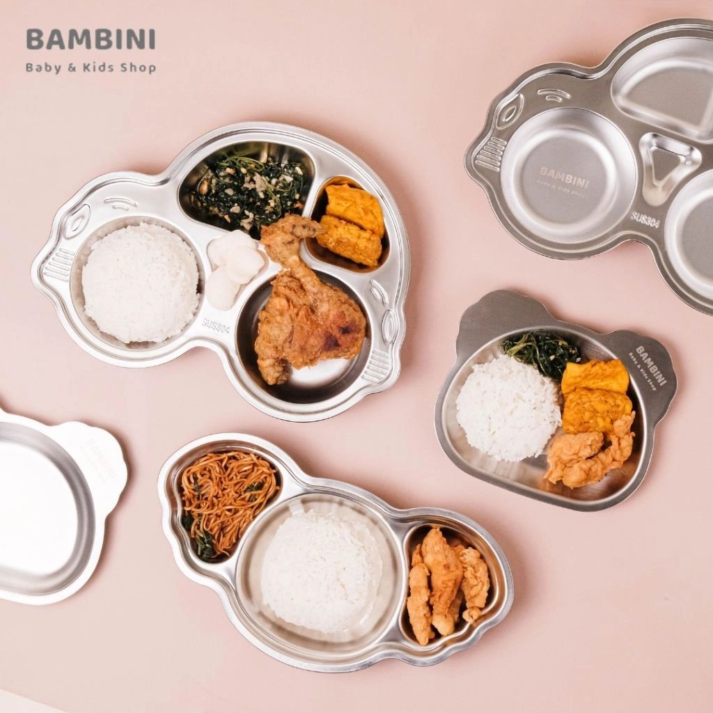 Bambini - Mori Stainless Plate | Piring Makan Stainless Anak