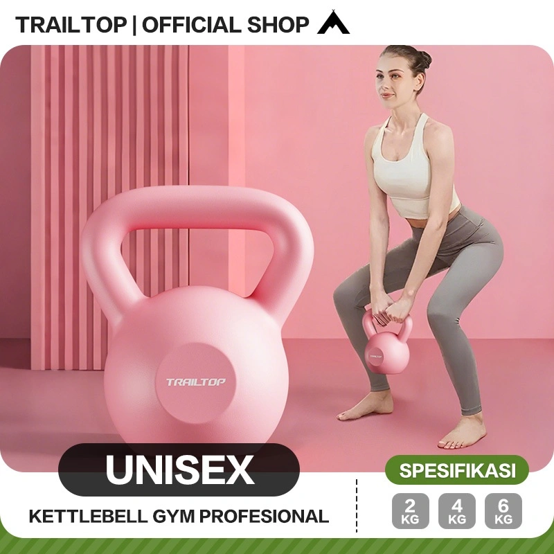 TrailTop Kettlebell Premium Barbel 2/4/6KG Anti Slip Tidak Berbau Latihan Otot Lengan Dan Perut