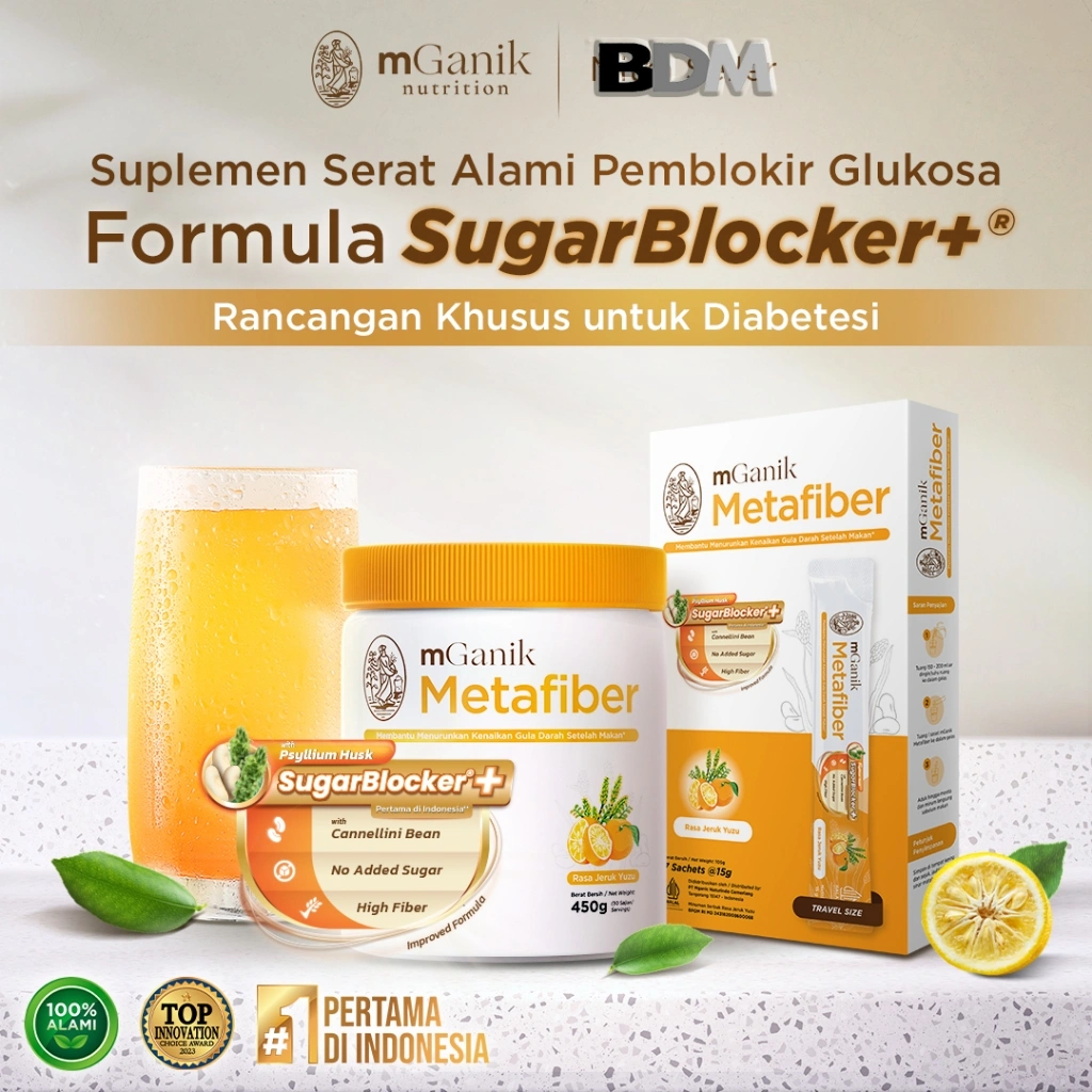 mGanik Metafiber 450gr Minuman Suplemen Serat Fiber Obat Herbal Diabetes Gula Darah Kolesterol Tinggi Diabet Kencing Manis