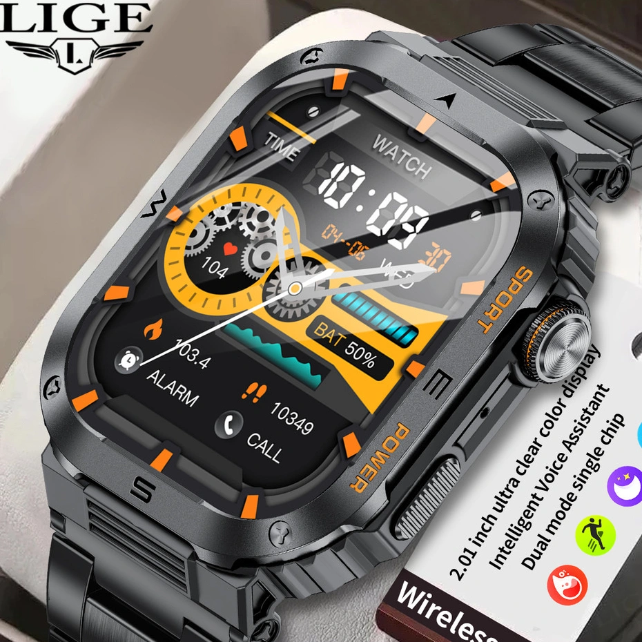 LIGE Jam Tangan Pintar Pria Olahraga Luar Ruangan IP68 Tahan Air Kebugaran Panggilan Bluetooth Jam Tangan Pintar Multifungsi
