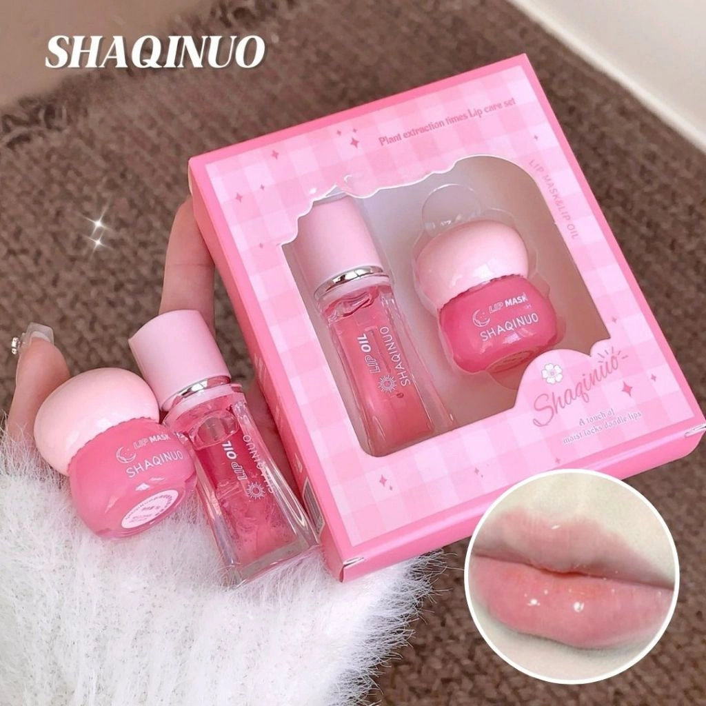 SHAQINUO Plant Extraction Lip Care Set (Lip Oil dan Lip Mask) [heartofbeauty]
