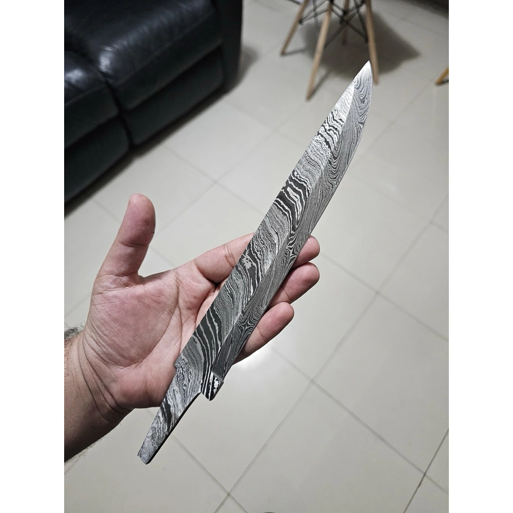 Ready Stock - 30cm Pisau bleng Import Damascus tempa Asli | Pisau Handmade Damascus Blank Blade - Pola Twist
