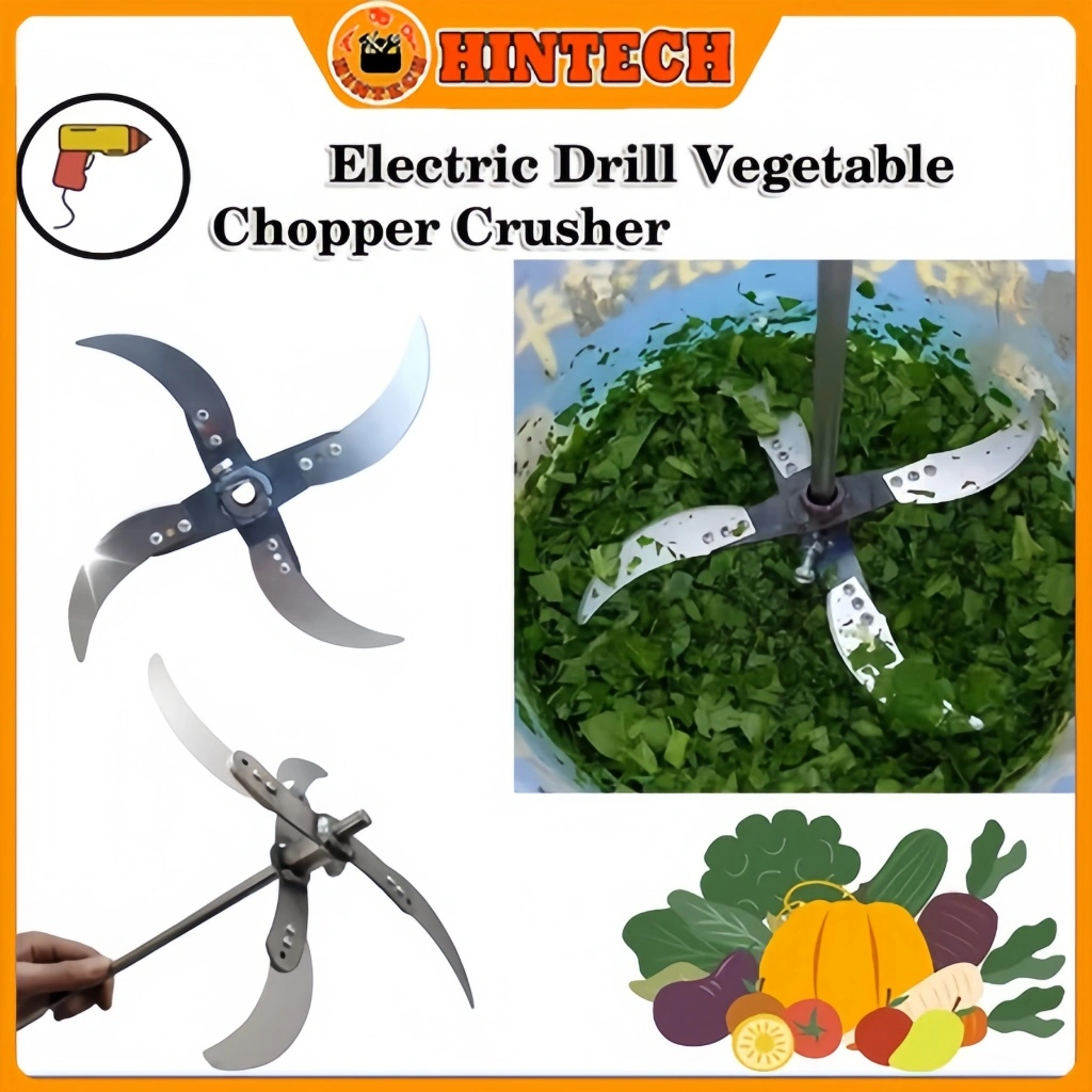 Pisau Mesin Cacah Rumput Sayuran Multifungsi / 4 Pcs Pisau + Tiang / Untuk Dinamo Dan Stick Bor Giling / Pakan Ternak Entok Ayam