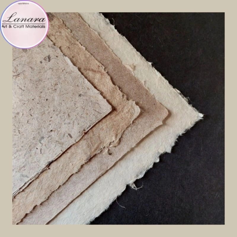 Lanara Kertas Daur Ulang Abaca Natural A2 craft paper untuk kolase dekorasi mahar craft Kerajinan Prakarya (ABN)