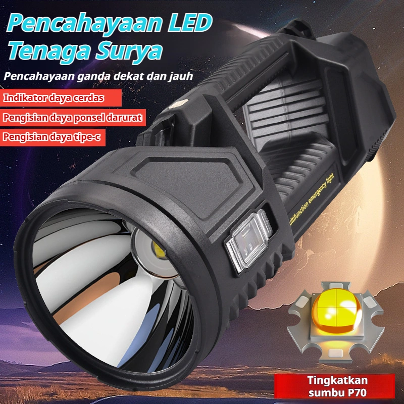 ✨Penerangan Multifungsi Lentera Sorot P70 Terbaru / Pencahayaan Ganda / Penembakan Jarak Jauh dan Pengisian Daya / Jangkauan 180 Meter / Cocok untuk Kemah dan Trekking/Super bright red and blue searchlight multifunctional flashlight