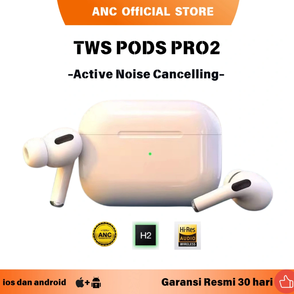 ANC Pods Pro 2 TWS Noise Cancelling Earphone Gaming headset bluetooth Super Bass earphone bluetooth headset iphone +Free incase Lanyard and silicone case for airpods Pro 2 airpods iphone