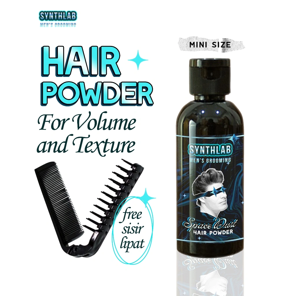 Hair Powder Styling Rambut Pria 10gr – Clay Pomade Bubuk Anti Lepek by Synthlab