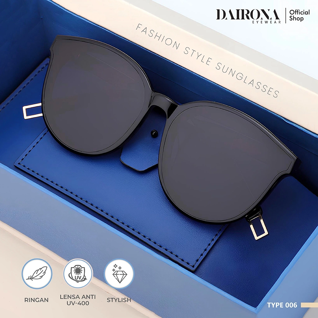 Dairona Eyewear Kacamata Hitam Anti Silau UV400 Polarized Sunglasses GM Gaya Korea Pria Wanita Terbaru Bentuk Bulat PC 006 - PUTTER
