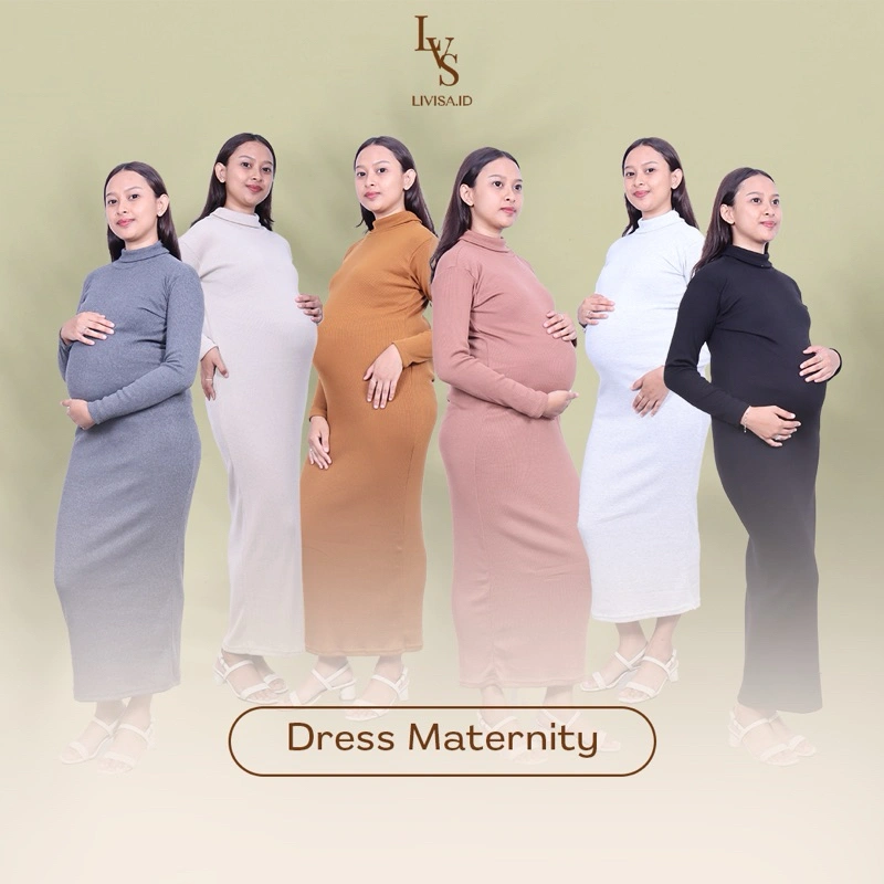 Dress Maternity Premium Lengan Panjang Leher TURTLENECK Untuk Ibu Hamil NON BUSUI
