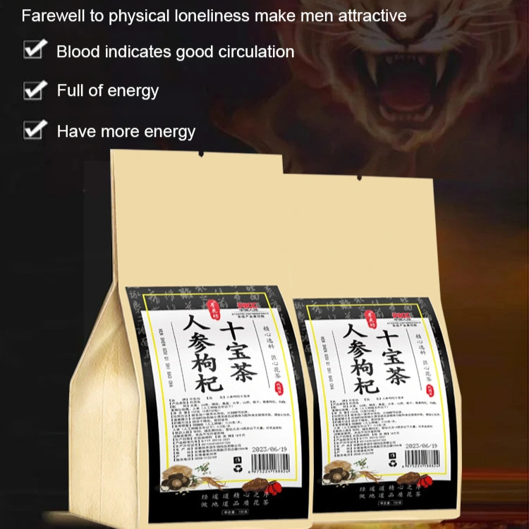 ❤️Beli 3 gratis 2❤️Teh Ginseng Teh Ginseng dan Goji Berry "Sepuluh Herbal" (10 Jenis Herbal Tiongkok) Teh Pelindung Hati dan Ginjal Teh Kesehatan untuk Pria Teh Detoksifikasi dan Kesehatan