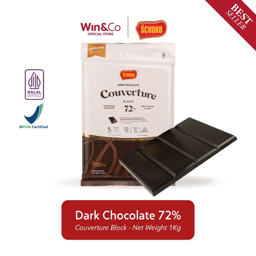 SCHOKO Dark 72% Couverture Block / Cokelat Kovertur Batangan - 1kg