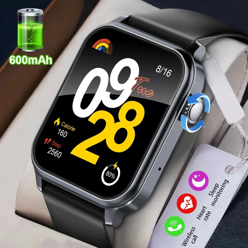 LIGE Jam Tangan Pintar IPS TFT 1.83" 123+ Mode Olahraga Denyut Jantung Pemantauan Tidur 600mAh Kalkulator Smartwatch Tahan Air Pria Wanita