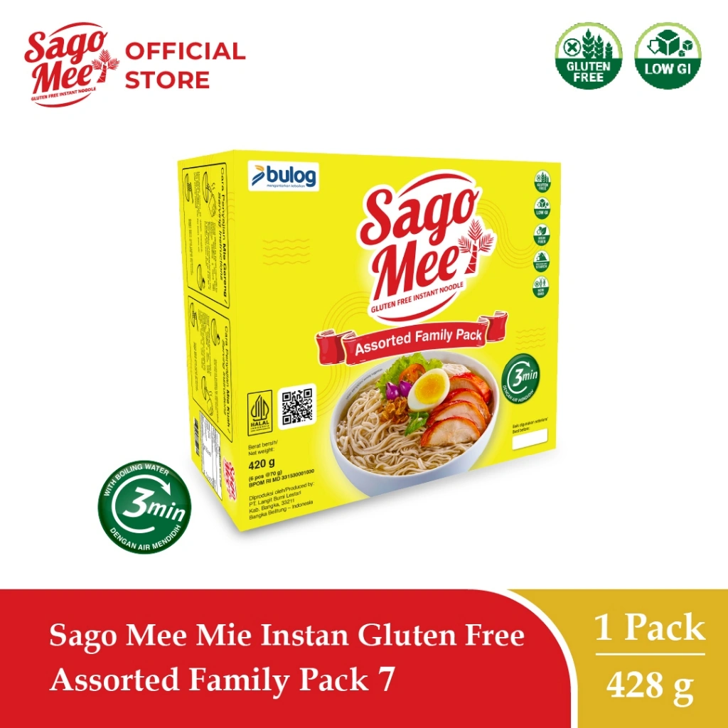 Sago Mee Gluten Free Mie Instan Assorted Family Pack 7 (Tanpa Cup)