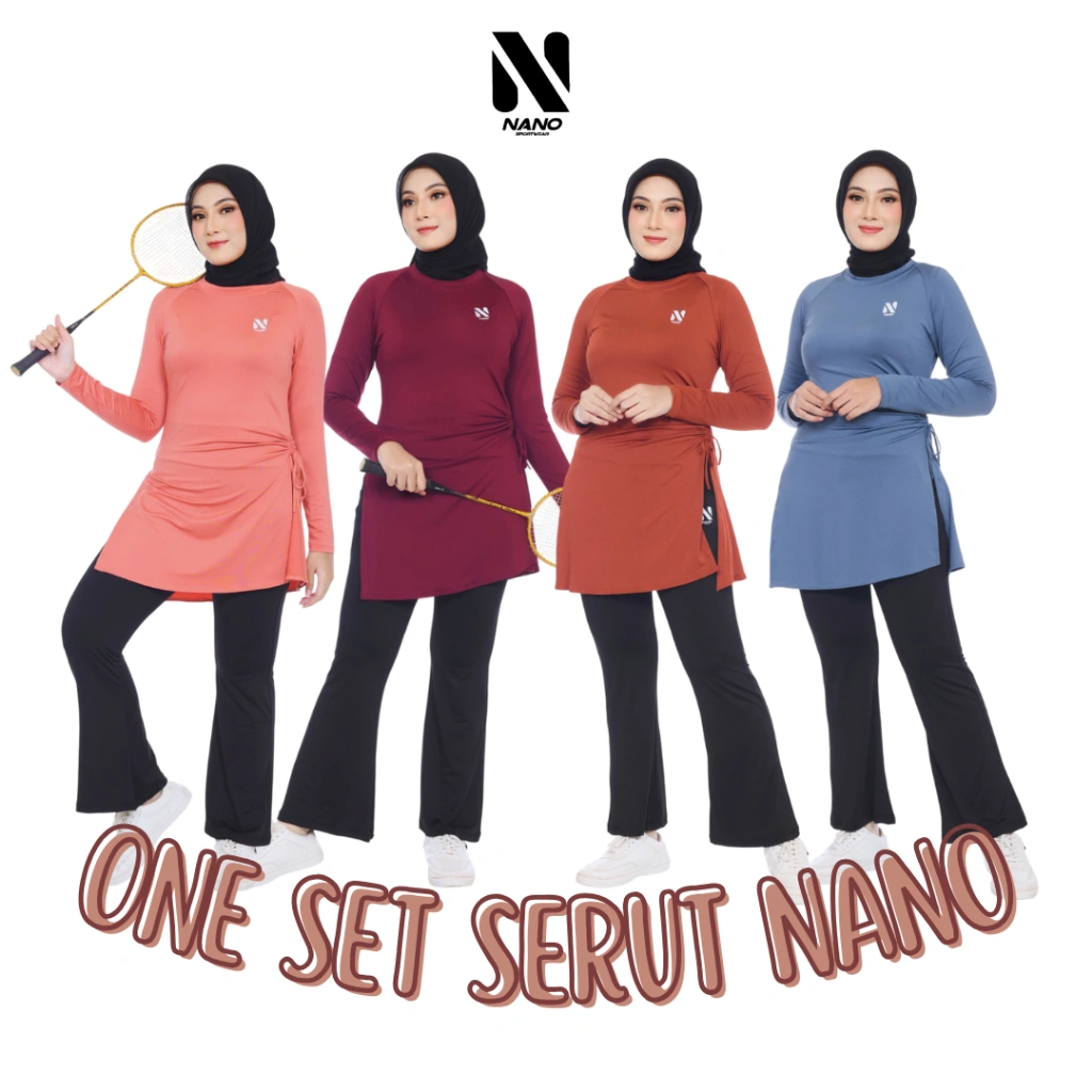 Nano Sportswear Baju Senam Wanita Tali Serut Samping / Baju Olahraga Wanita