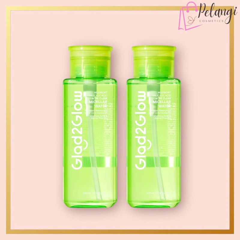 🩵PelangiCosmetic🩵 Glad2Glow MUGWORT SALICYLIC ACID ACNE Pembersih Wajah Make Up Remover Micellar Water