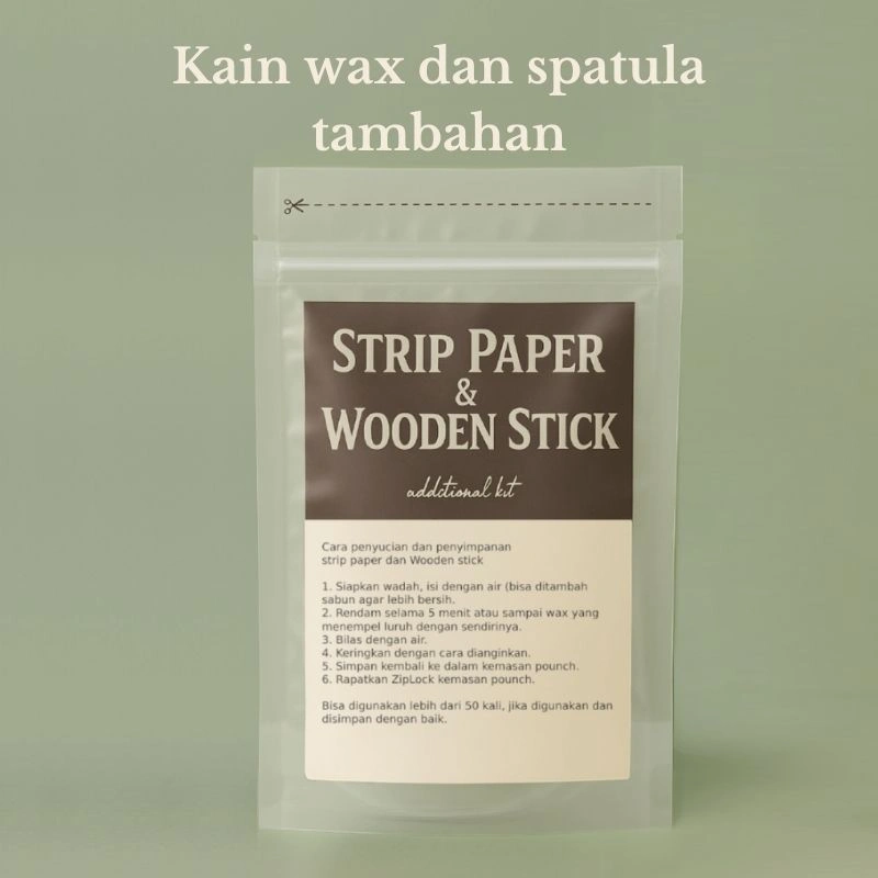 Coolsugar Kit Tambahan Strip Paper & Wooden Stick - Aplikator Sugar Waxing - Isi 25 Lembar + 5 Stick
