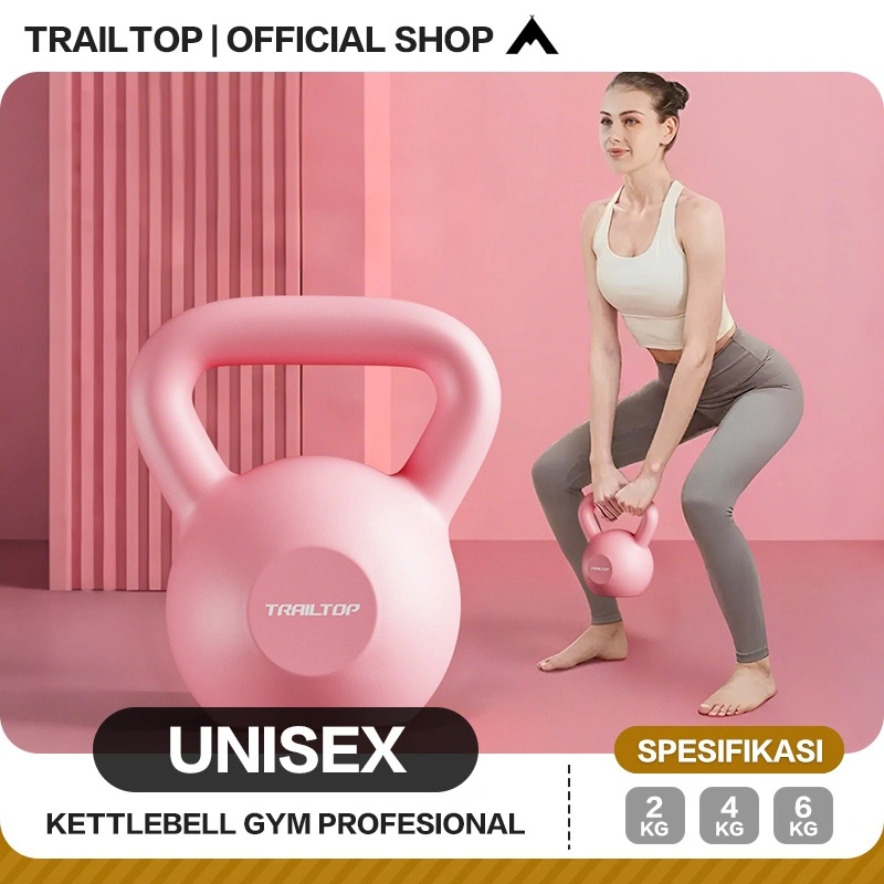 TrailTop Kettlebell 2kg 4Kg 6Kg Alat Fitness di Rumah Latihan Beban Barbell Dumbell Barbel Peralatan Kebugaran