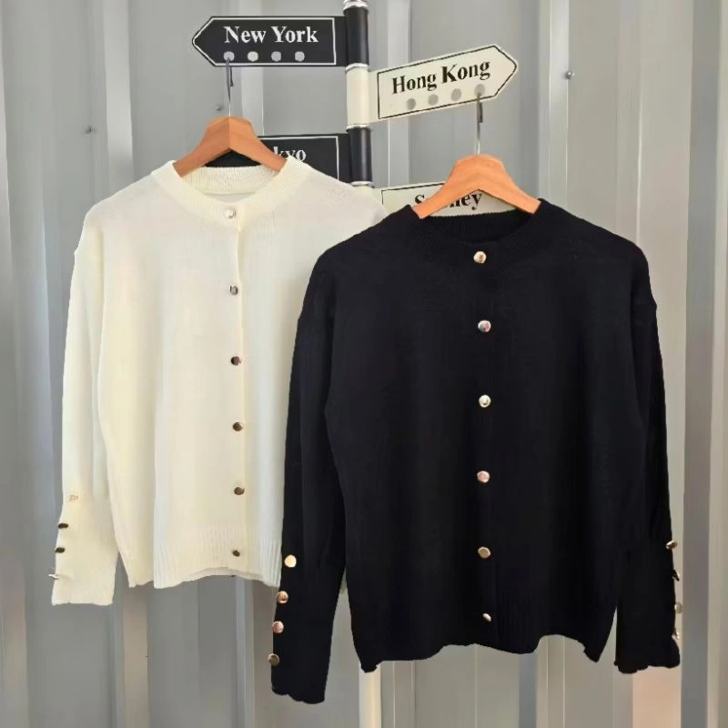 Starla Kardigan Basic INARA Kancing Gold Tebal Bahan Knit Rajut Tebal Premium BB35 - 60KG