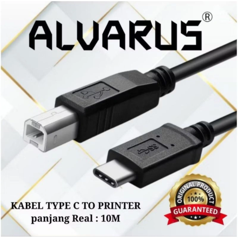 Kabel HP ke Printer Cetak foto dokumen dari HP anti ribet Kabel Type C ke Printer Kabel Type C USB C ke Printer Alvarus Kabel USB-C to USB-B 2.0 Printer Kabel HP ke Printer kabel Handphone to Printer HP type C for Epson Canon HP ALVARUS