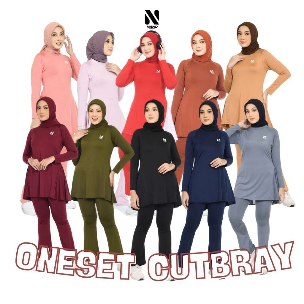 NANO SPORTSWEAR Baju Senam Muslim Wanita / Baju olahraga wanita / Baju senam muslim / Baju olahraga celana cutbray