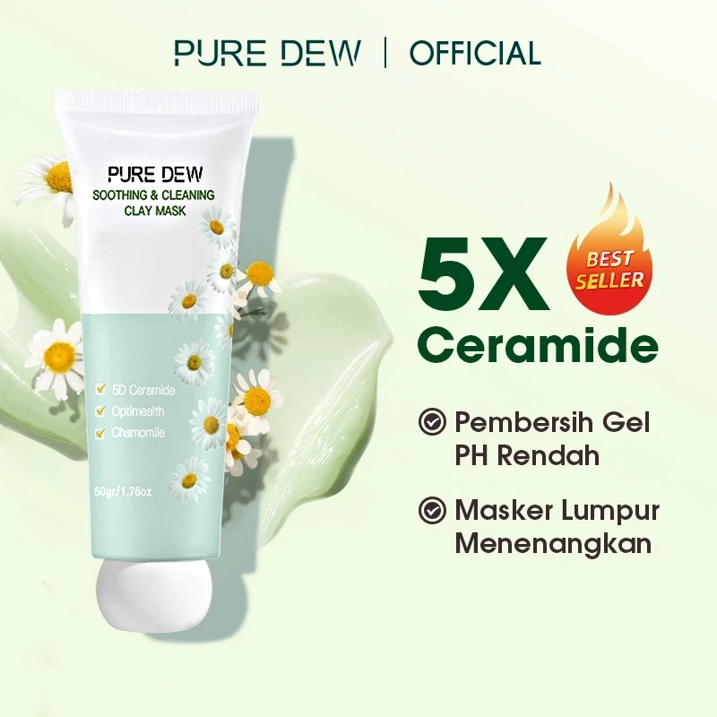 PURE DEW - 5X Ceramide Skin Barrier Brightening Clay Mask  50g  Pore Clarifying Masker Wajah Anti Pores & Acne Mud Mask