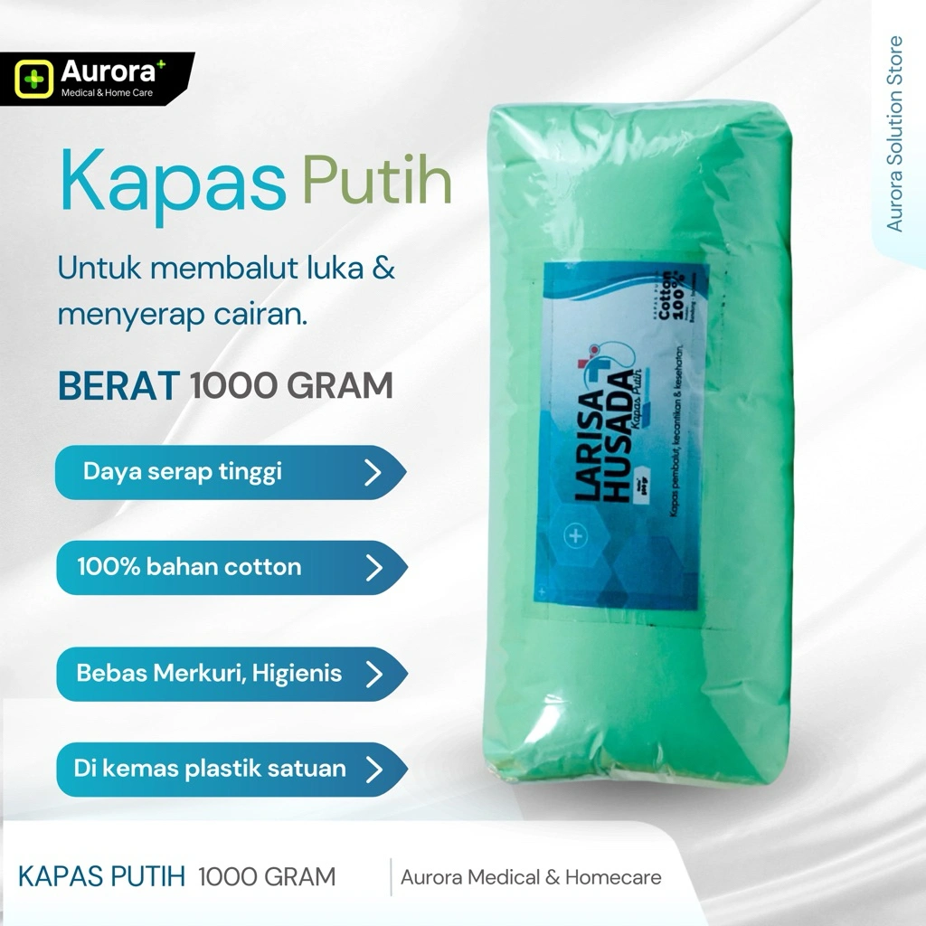 Larisa Husada 1 kg - Kapas Pembalut - Kapas Alami - Kapas Bayi - Kapas Saringan Air