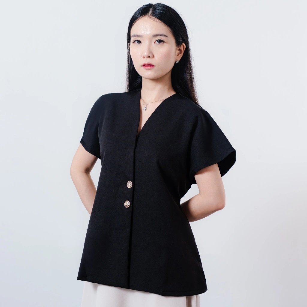 Severli HELEN Top | Atasan Blouse Wanita Lengan Pendek Korean Style Formal Casual