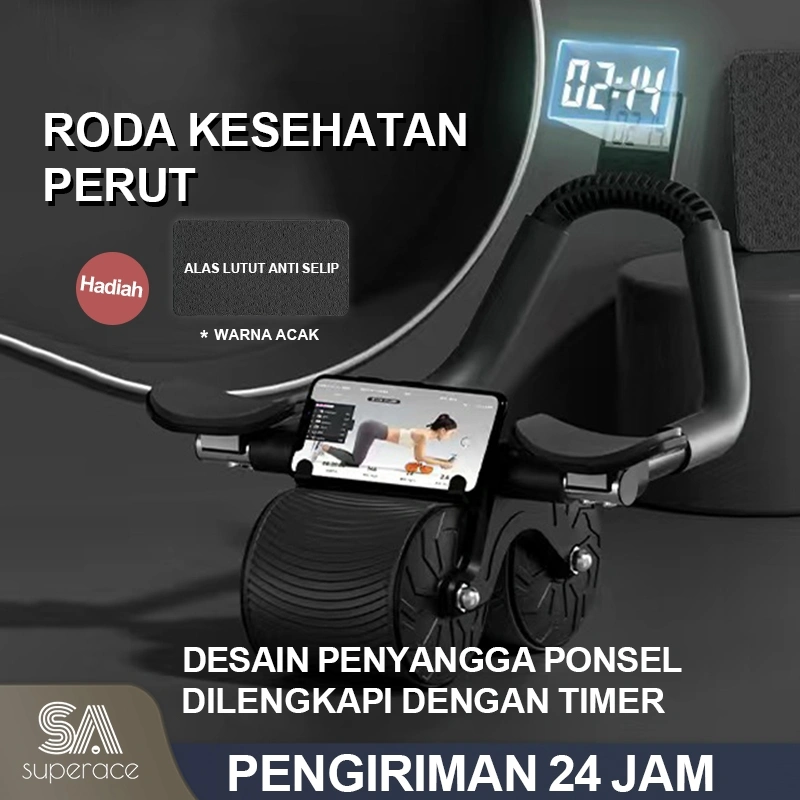 Wheel Ab Roller Wheels Plank Trainer 2in1 Abdominal Core Roller Automatic Rebound Olahraga Gym Fitness Push Up Papan