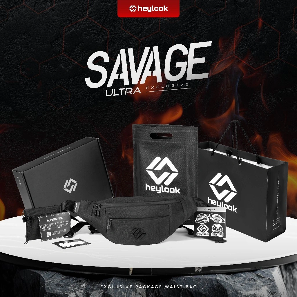 (Exclusive) - Waist Bag Pria SAVAGE Tas Selempang Cowok Waterproof Sling Bag Kulit Anti Air Waistbag Crossbody Shoulder Bag Tas Pinggang Distro