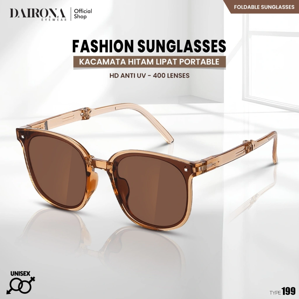 Dairona Eyewear Kacamata Lipat Sunglasses Style Korea Anti Silau Sinar Matahari UV400 Kacamata Hitam Lentur Terbaru Pria Wanita 199